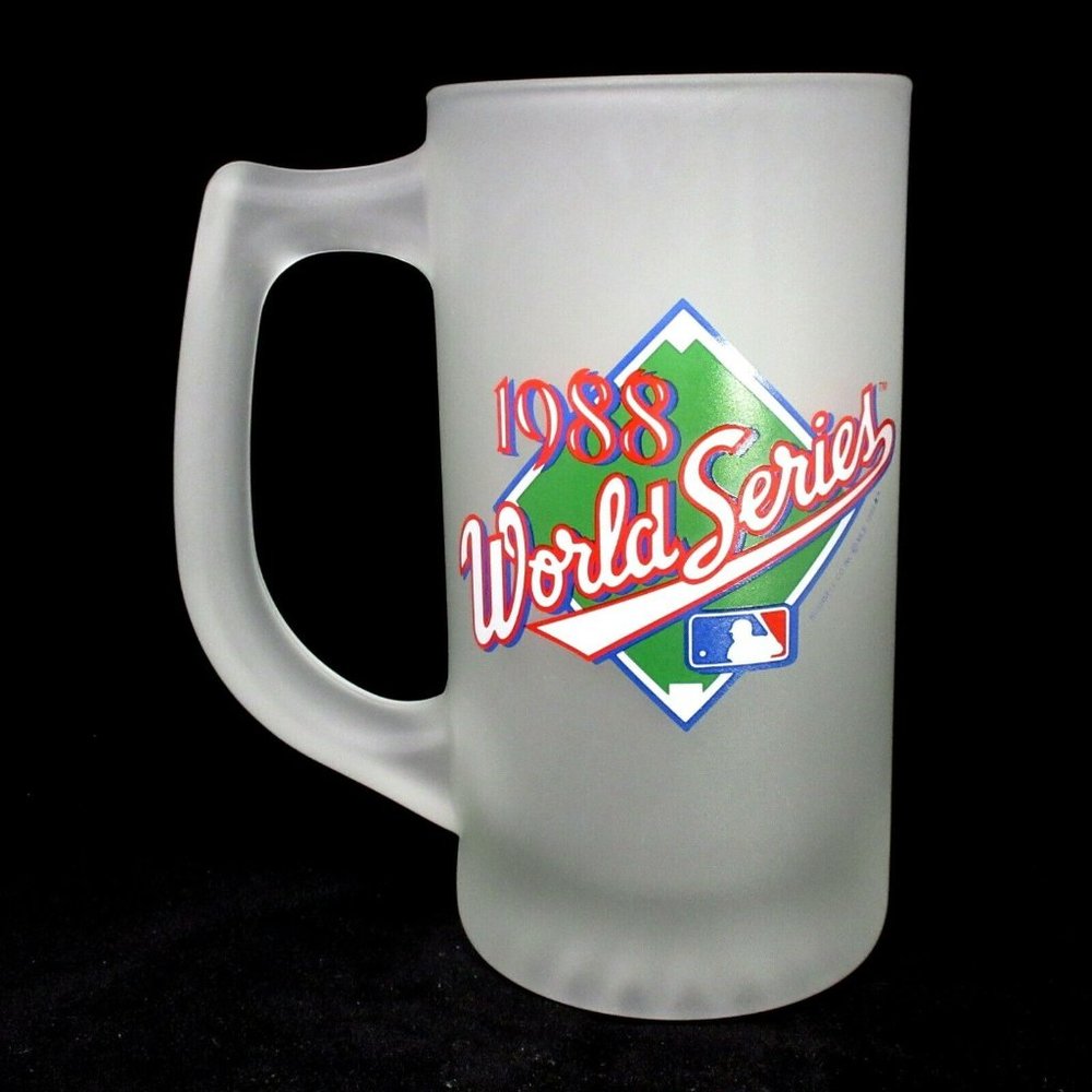 1 Vtg MLB Oakland Athletics World Series 1988 A's Frosted Glass Beer Mug 2Avilbl